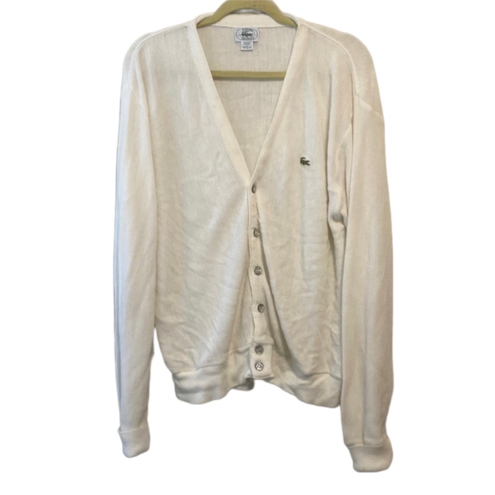 Vintage Lacoste Cream V-Neck Button Cardigan